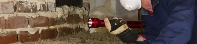 Pest control technician inspecting a crawl space for ant activity and entry points in Kansas City, KS
